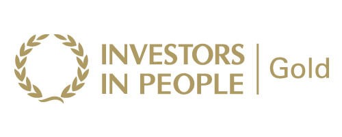 Investors in people gold logo inverted colours